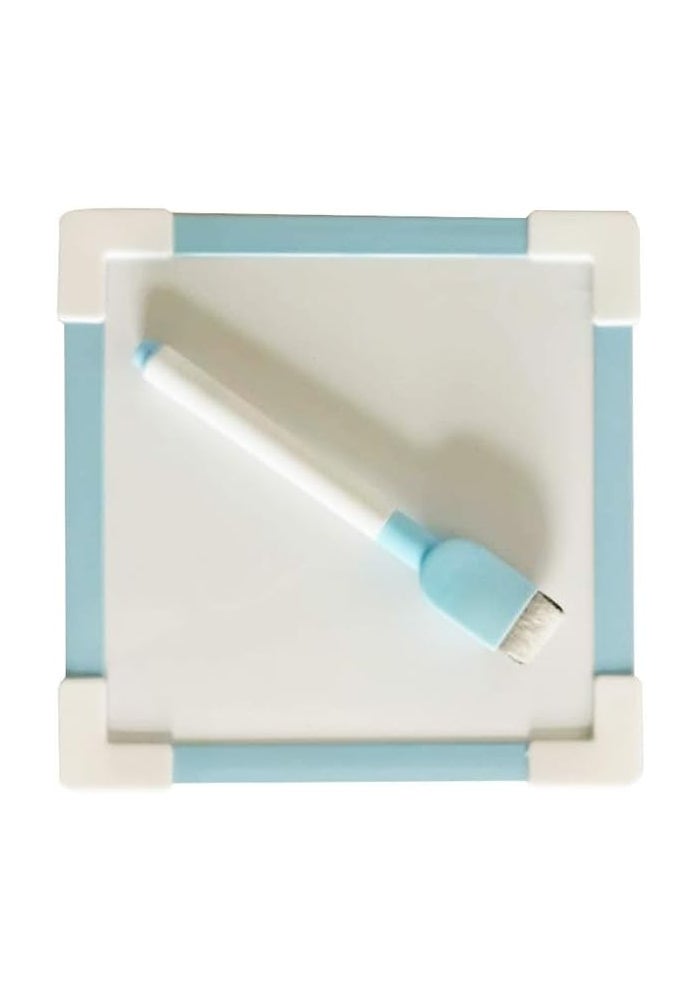 Daiso Square Whiteboard with Magnets - Blue (15 x 15 cm)